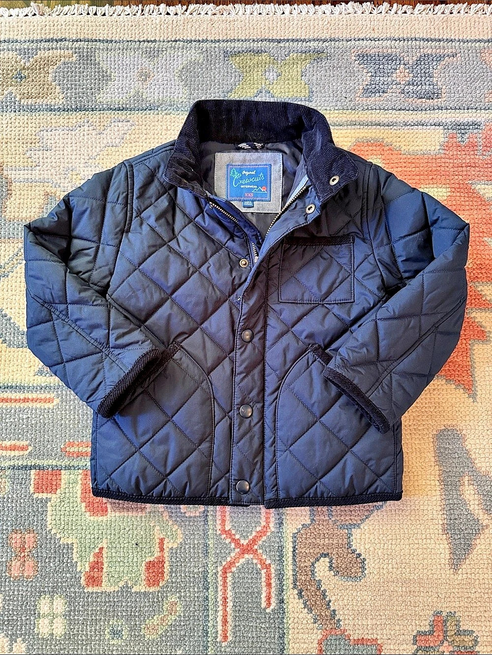 Crewcuts Quilted Jacket in Blue XXS Like New